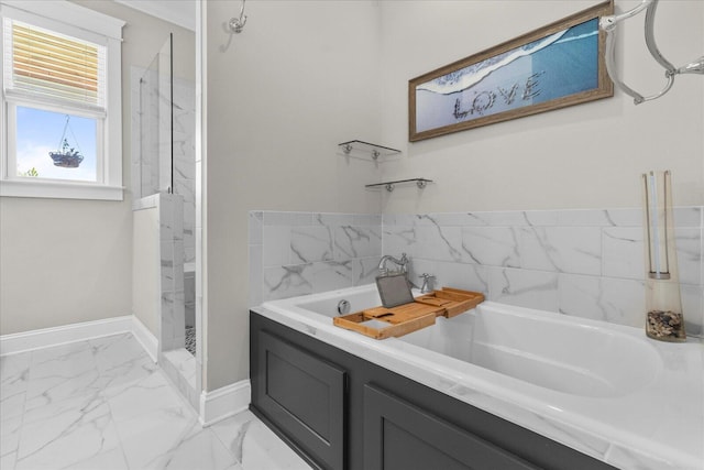 1383 Carrington Way, Chattanooga, TN 37405 - full bath with a washtub, baseboards, marble finish floor, and a shower