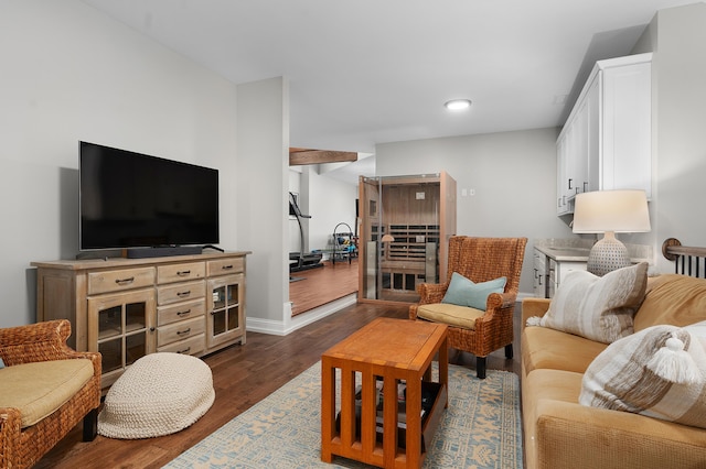 3086 Poe Rd, Soddy Daisy, TN 37379 - living room featuring dark wood finished floors and baseboards