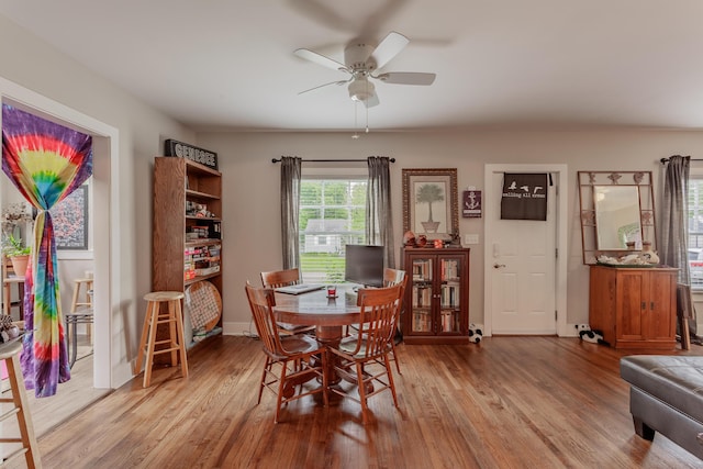 109 Sequoia Dr, Chattanooga, TN 37411 - dining room with light wood finished floors, ceiling fan, and baseboards