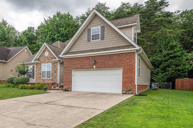 8337 Kayla Rose Cir, Ooltewah, TN 37363 - traditional home with concrete driveway, a garage, roof with shingles, and brick siding