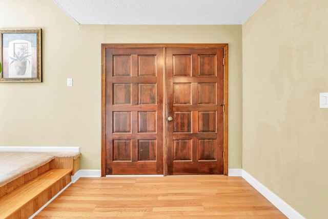 entryway with baseboards and light wood-type flooring