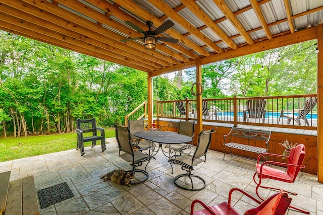 204 Lee-Gordon Mill Rd, Chickamauga, GA 30707 - view of patio / terrace featuring ceiling fan and view of scattered trees