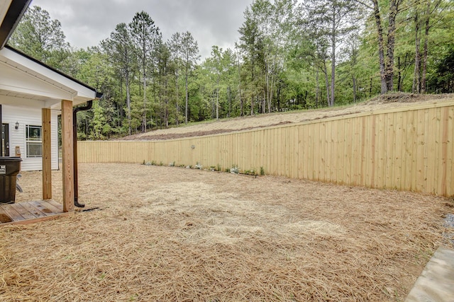 view of yard featuring a fenced backyard