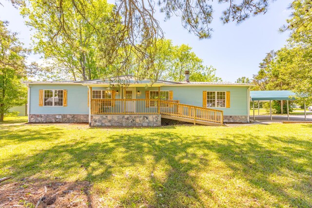 229 General Thomas St, Chickamauga, GA 30707 - rear view of property with a carport, a lawn, and crawl space