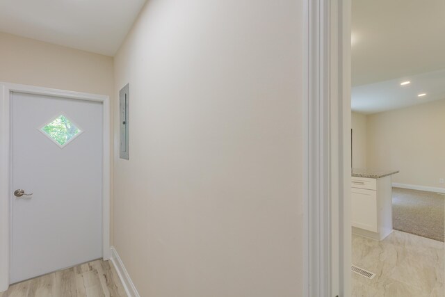 229 General Thomas St, Chickamauga, GA 30707 - doorway featuring electric panel, baseboards, and recessed lighting