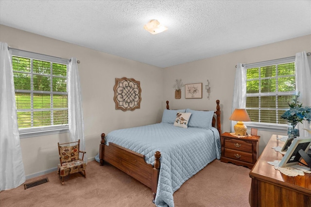 4042 Village Dr, Cohutta, GA 30710 - bedroom featuring light colored carpet, a textured ceiling, baseboards, and visible vents