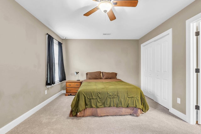 8358 Front Gate Cir, Ooltewah, TN 37363 - bedroom with carpet floors, baseboards, a closet, and ceiling fan