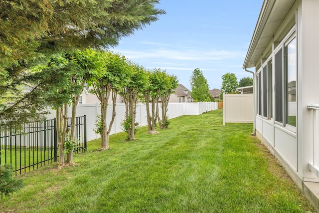 view of yard featuring a fenced backyard