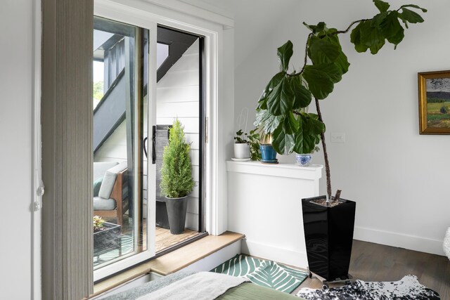 detailed view of wood finished floors and baseboards