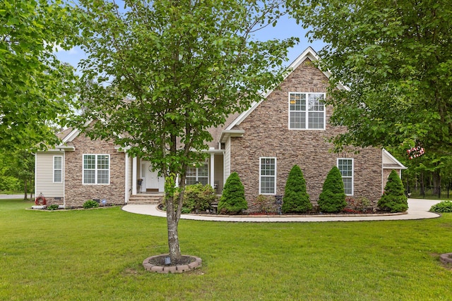 212 Smith St, Signal Mountain, TN 37377 - view of front facade featuring stone siding and a front yard