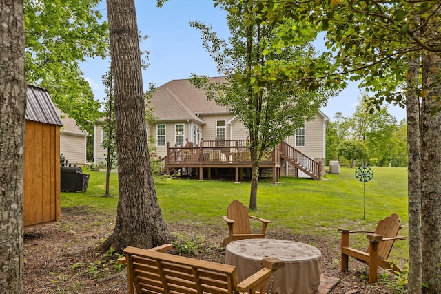 212 Smith St, Signal Mountain, TN 37377 - back of house featuring a wooden deck, a yard, and stairs