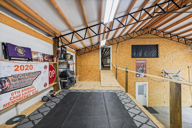 exercise room with a garage