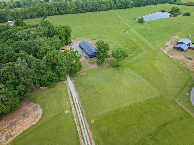 aerial view of sparsely populated area with a large body of water