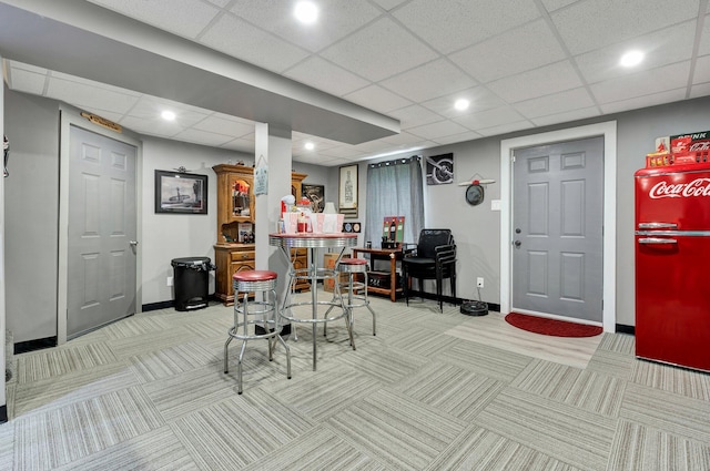 400 Ivy Way NW, Cleveland, TN 37312 - playroom with baseboards, light carpet, a paneled ceiling, and recessed lighting