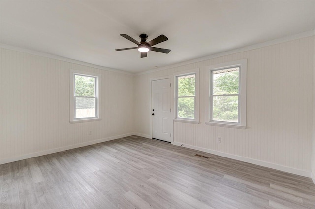 9 Longstreet Rd, Rossville, GA 30741 - spare room with light wood-style floors, a ceiling fan, ornamental molding, and baseboards