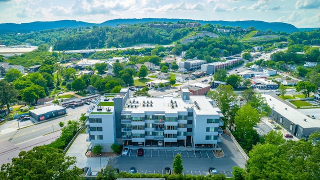 birds eye view of property with a mountain view