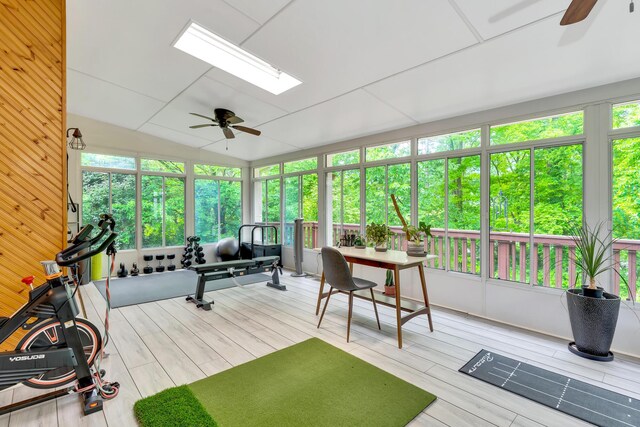 802 Creek Overlook Rd, Chattanooga, TN 37415 - sunroom / solarium featuring a skylight and wood finished floors