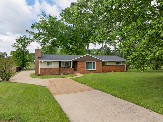 6904 Hickory View Ln, Chattanooga, TN 37421 - ranch-style house featuring brick siding, a chimney, concrete driveway, and roof with shingles