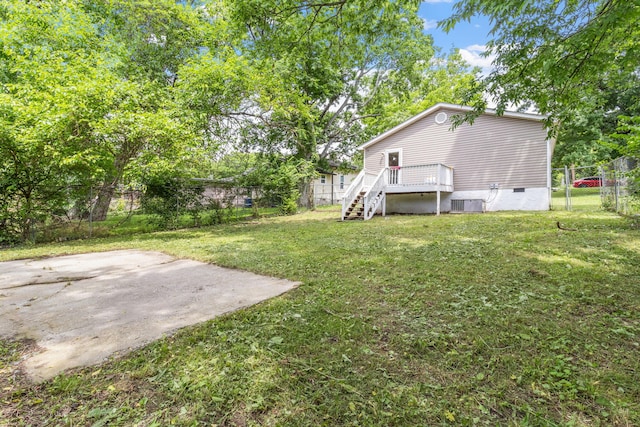 2121 Davenport St, Chattanooga, TN 37406 - view of yard with stairs, a wooden deck, and cooling unit