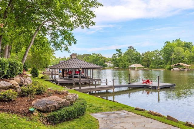view of dock featuring a water view