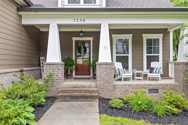 7258 Grey Hawk Trl, Signal Mountain, TN 37377 - doorway to property with a porch and a shingled roof