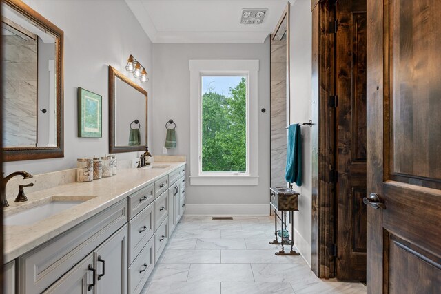 6835 Jasper Highlands Blvd, Jasper, TN 37347 - full bath featuring marble finish floors, baseboards, and double vanity