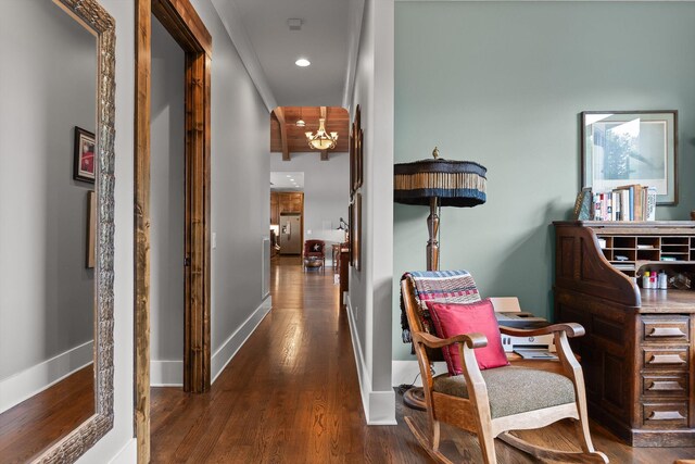 6835 Jasper Highlands Blvd, Jasper, TN 37347 - hallway featuring dark wood-style flooring, baseboards, and recessed lighting