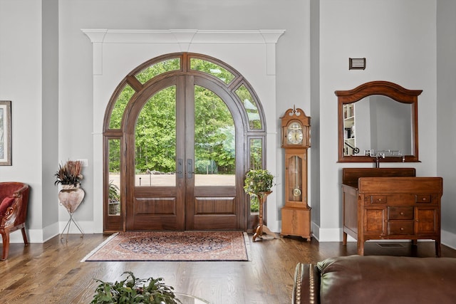 6835 Jasper Highlands Blvd, Jasper, TN 37347 - foyer entrance with french doors, wood finished floors, and baseboards