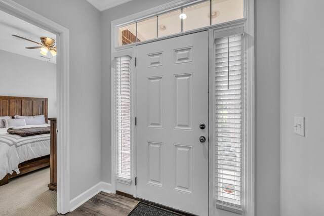 7861 Laurelton Dr, Chattanooga, TN 37421 - entryway with ceiling fan, baseboards, and wood finished floors