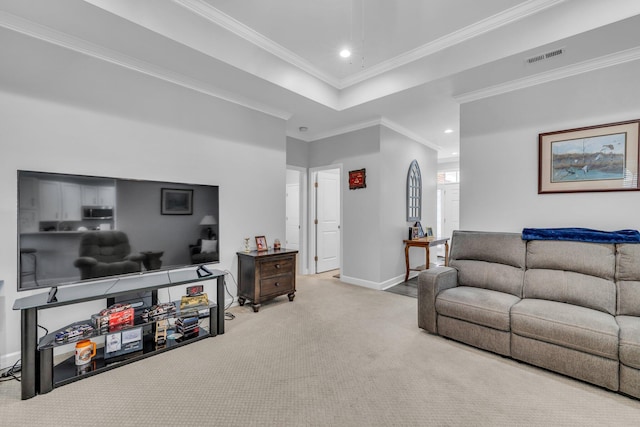 7861 Laurelton Dr, Chattanooga, TN 37421 - carpeted living room featuring ornamental molding, baseboards, and recessed lighting