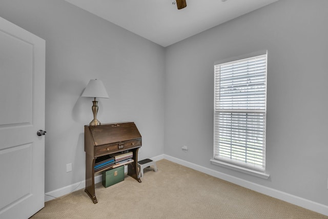 7861 Laurelton Dr, Chattanooga, TN 37421 - miscellaneous room with baseboards, light colored carpet, and a ceiling fan