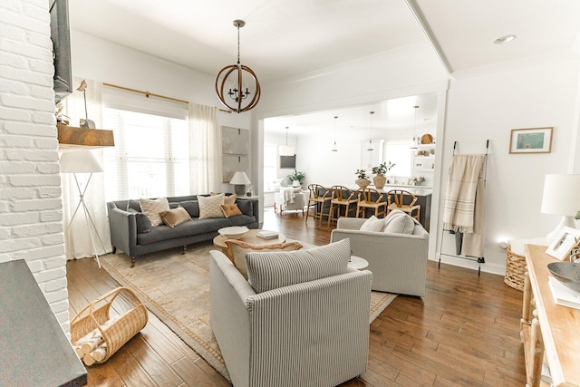9405 Peppy Branch Trl, Apison, TN 37302 - living area featuring hardwood / wood-style flooring and a chandelier