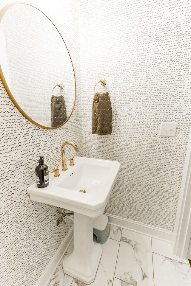9405 Peppy Branch Trl, Apison, TN 37302 - bathroom featuring marble finish flooring and baseboards