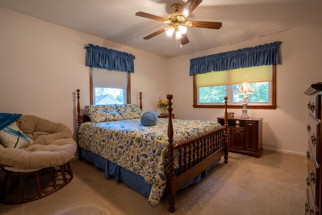 1106 Browns Ferry Rd, Chattanooga, TN 37419 - bedroom with light carpet, multiple windows, baseboards, and ceiling fan