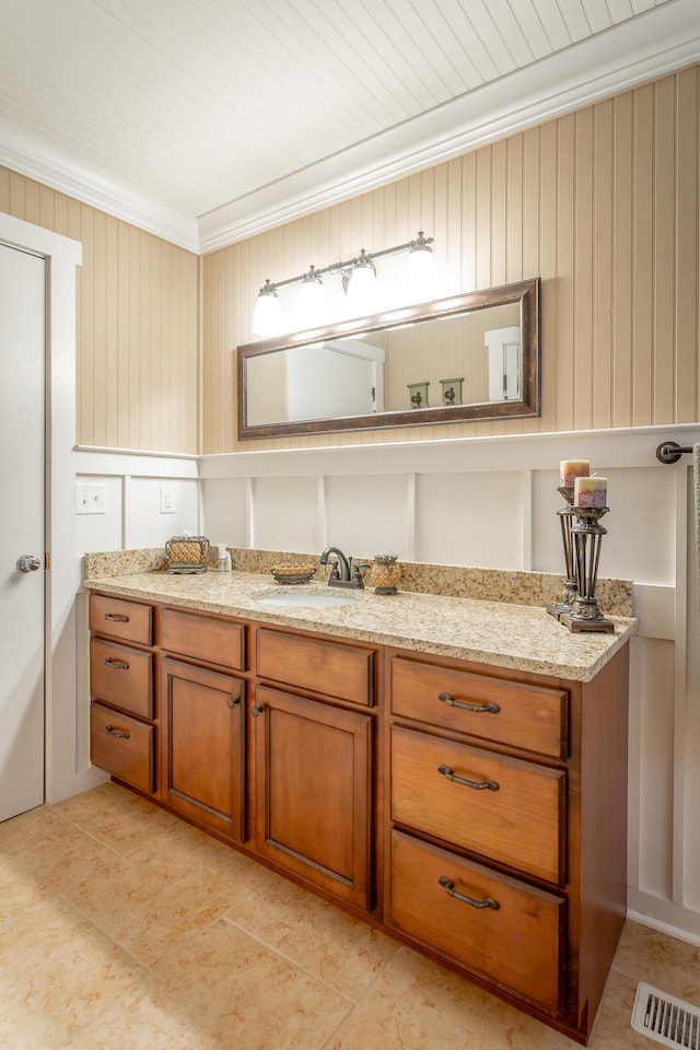 1616 Crappie Cir, Soddy Daisy, TN 37379 - bathroom with vanity, tile patterned flooring, and crown molding