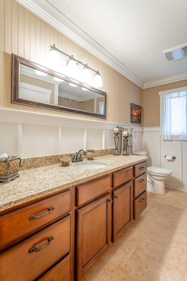 1616 Crappie Cir, Soddy Daisy, TN 37379 - bathroom featuring crown molding, vanity, and a decorative wall