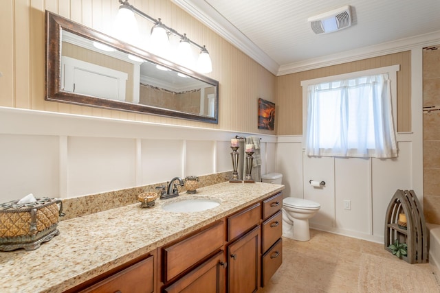 1616 Crappie Cir, Soddy Daisy, TN 37379 - full bathroom featuring a decorative wall, vanity, crown molding, a tub, and a shower