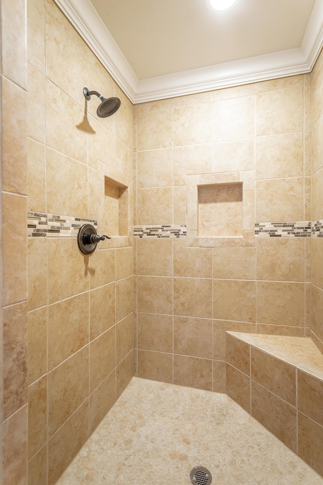 1616 Crappie Cir, Soddy Daisy, TN 37379 - bathroom featuring tiled shower and crown molding