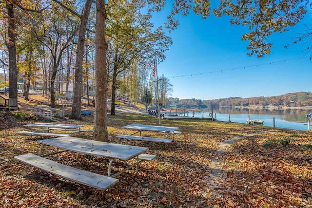 1616 Crappie Cir, Soddy Daisy, TN 37379 - view of yard with a water view and a dock