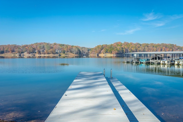 1616 Crappie Cir, Soddy Daisy, TN 37379 - dock area featuring a water view and a wooded view