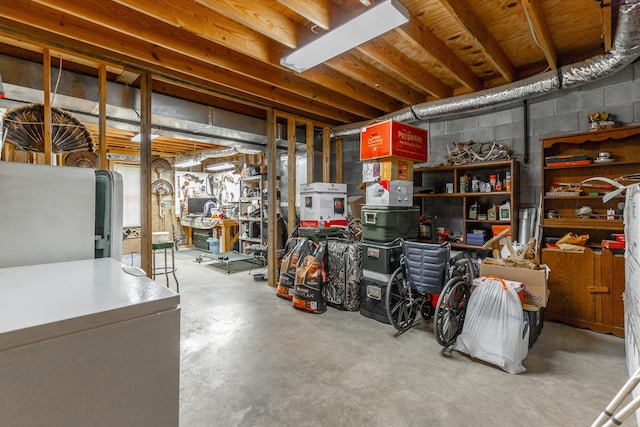 view of unfinished basement