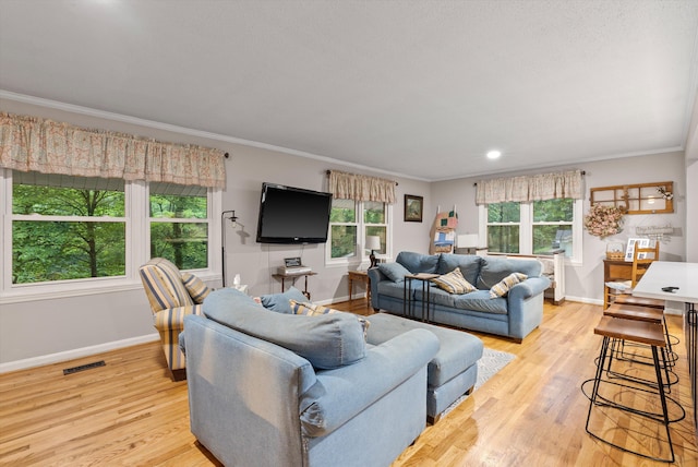 1123 Ridgeleigh Cir, Dalton, GA 30720 - living area featuring light wood-style flooring, baseboards, ornamental molding, and recessed lighting