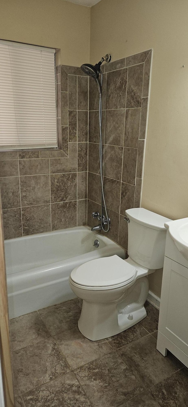 4458 Norcross Rd, Hixson, TN 37343 - bathroom featuring toilet, vanity, bathing tub / shower combination, and tile patterned flooring