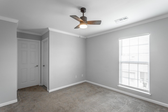 7817 Legacy Park Ct, Chattanooga, TN 37421 - carpeted spare room with a ceiling fan, baseboards, and crown molding
