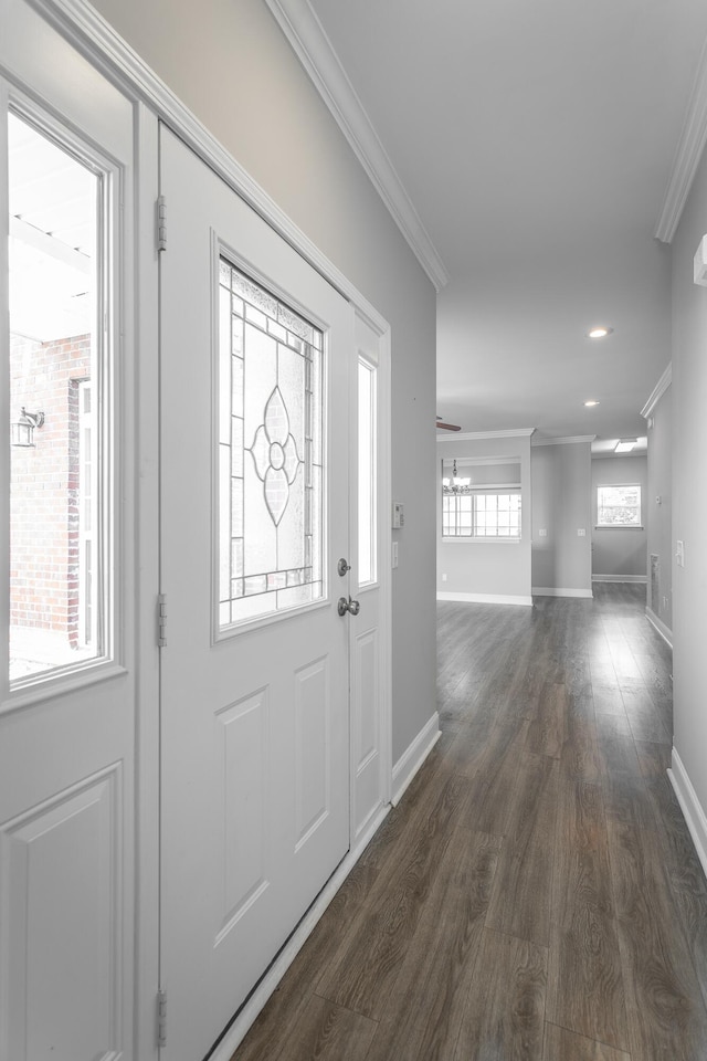 7817 Legacy Park Ct, Chattanooga, TN 37421 - entryway featuring ornamental molding, dark wood finished floors, and baseboards