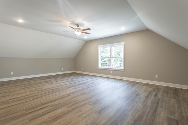 11570 Armstrong Rd, Soddy Daisy, TN 37379 - bonus room with a ceiling fan, lofted ceiling, wood finished floors, baseboards, and recessed lighting