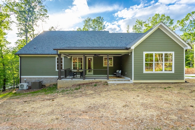 11570 Armstrong Rd, Soddy Daisy, TN 37379 - back of house featuring cooling unit, ceiling fan, a shingled roof, and a cooling unit
