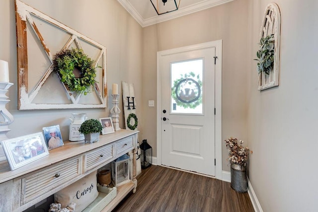 231 Winchester Dr, Rossville, GA 30741 - foyer with crown molding, dark wood-type flooring, and baseboards