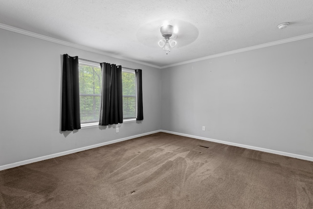 201 County Line Rd, Signal Mountain, TN 37377 - unfurnished room featuring carpet, ornamental molding, baseboards, a textured ceiling, and a smoke detector