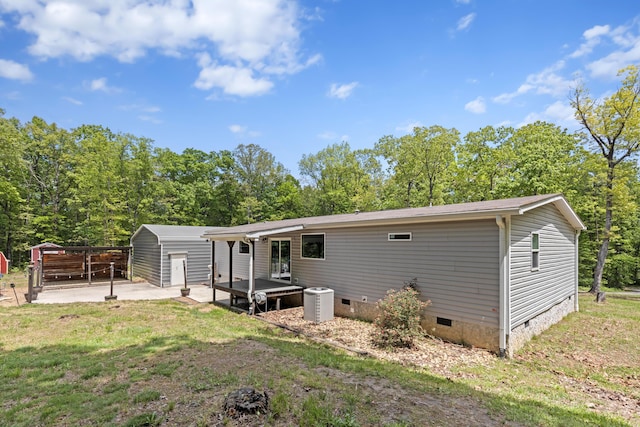 201 County Line Rd, Signal Mountain, TN 37377 - rear view of property with crawl space, a patio area, a lawn, a carport, and central AC